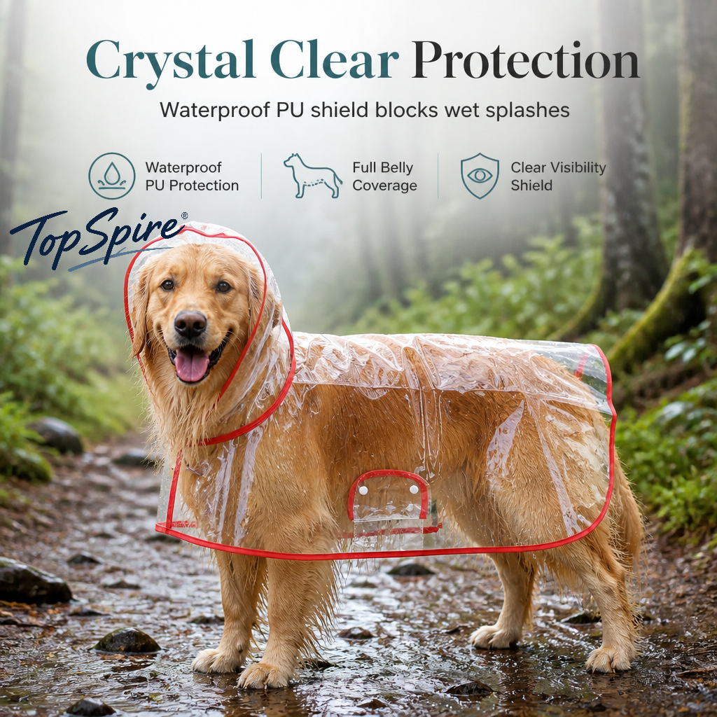 🌧️ LIMITED-TIME 50% OFF! 🐾 Transparent Waterproof Dog Raincoat – Clear Hood, Adjustable Fit, Multi-size 🐶