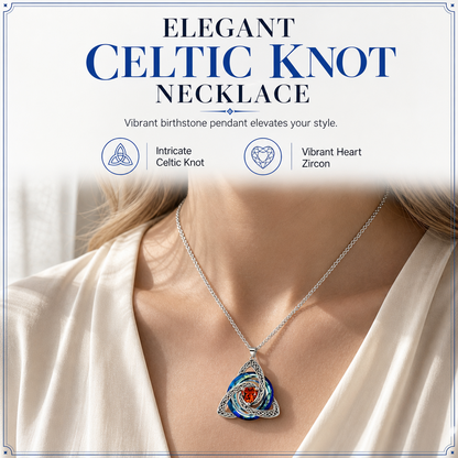 ⏳🔥LIMITED-TIME 50% OFF! ⏰Women's Celtic Knot Birthstone Pendant Necklace🌀📿