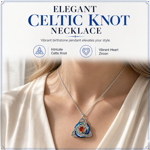 ⏳🔥LIMITED-TIME 50% OFF! ⏰Women's Celtic Knot Birthstone Pendant Necklace🌀📿