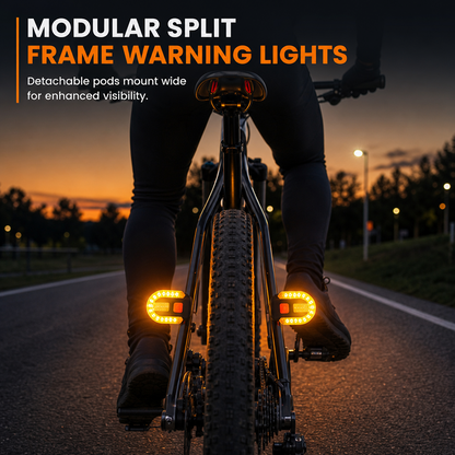 USB Rechargeable Bike Turn Signal Tail Light with Wireless Remote Control Detachable Bicycle Warning Light for Night Riding