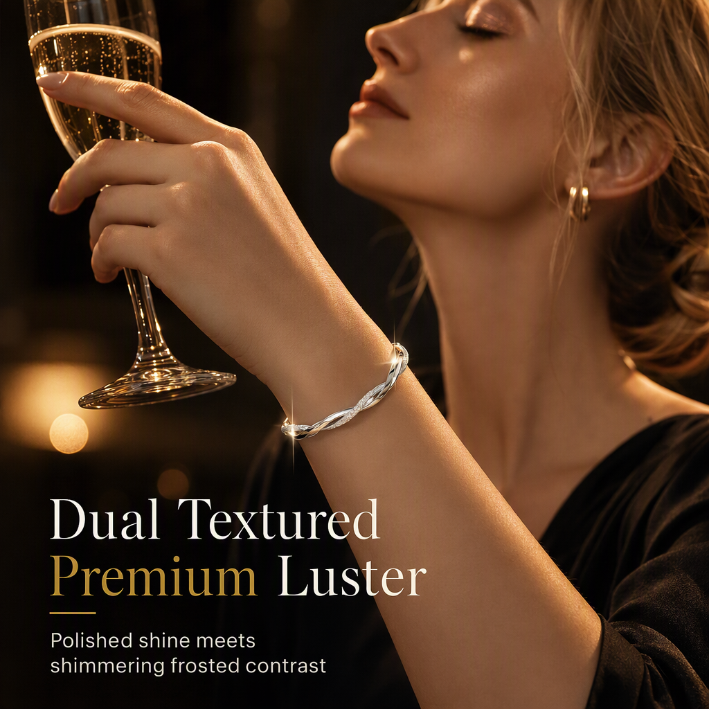 ✨ Mobius Twist Bangle – Frosted & Polished Finishes for Everyday Elegance & Evening Style ❤️🎁