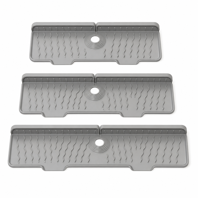 🚰 LIMITED‑TIME 50% OFF! 🌊 Silicone Faucet Splash Guard Mat – Self‑Draining Slope, Cuttable Collar & Sponge Caddy 🧼