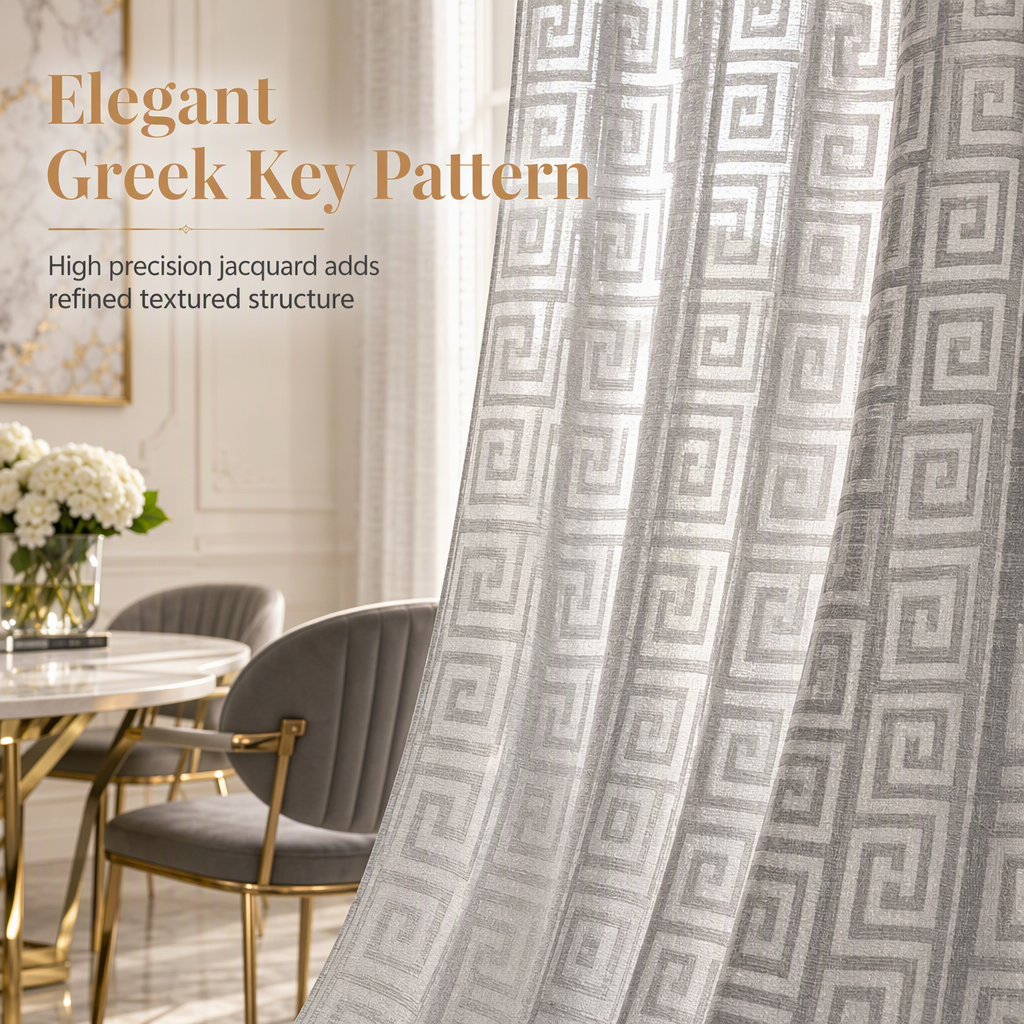 ⏳🔥LIMITED-TIME 50% OFF! ⏰✨ Geometric Jacquard Sheer Curtain – Light Filtering, Elegant, Durable 🕊️