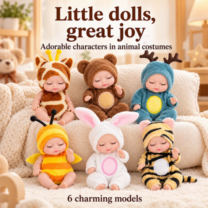 🎁50% OFF NOW! Mini Reborn Baby Dolls Set – Lifelike Realistic Tiny Dolls with Cute Animal Bathrobe Outfits, Perfect Kids Gift Box