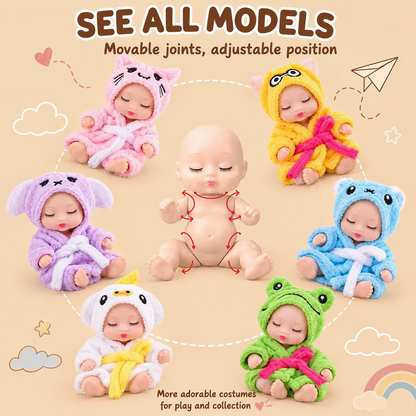 🎁50% OFF NOW! Mini Reborn Baby Dolls Set – Lifelike Realistic Tiny Dolls with Cute Animal Bathrobe Outfits, Perfect Kids Gift Box