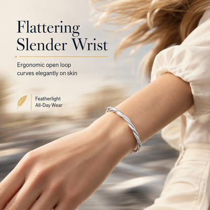 ✨ Mobius Twist Bangle – Frosted & Polished Finishes for Everyday Elegance & Evening Style ❤️🎁