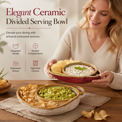 📢📢50% OFF !! ⏰Retro Ceramic Divided Baking Dish with Single Handle