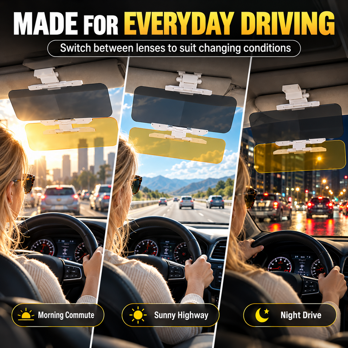 ⏳🔥LIMITED-TIME 50% OFF! Careluxpro Universal HD Anti-Glare Car Visor for Day & Night