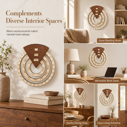 💥50% OFF! 🗓️ Wooden Rotating Perpetual Calendar – A Unique Interactive Decor Piece For Your Home & Office✨