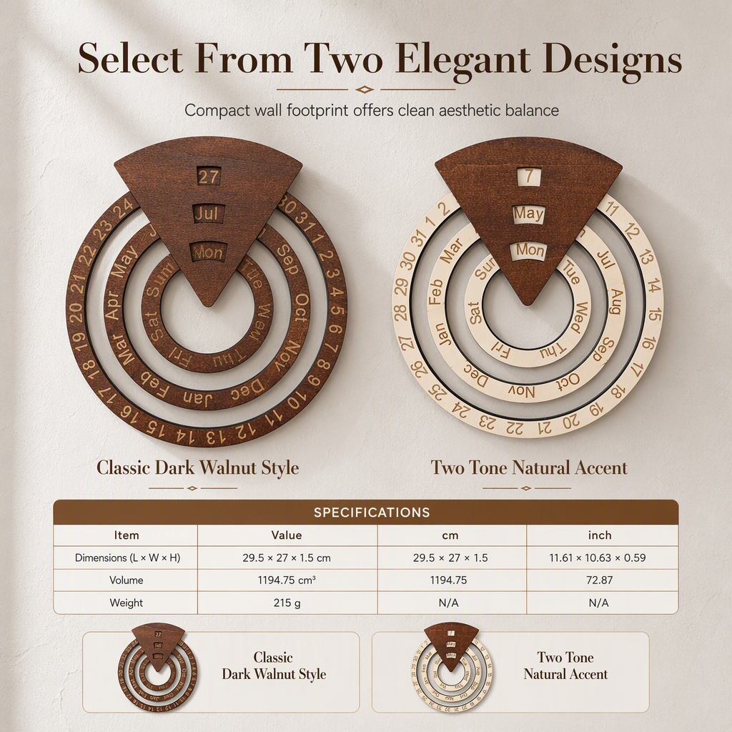 💥50% OFF! 🗓️ Wooden Rotating Perpetual Calendar – A Unique Interactive Decor Piece For Your Home & Office✨
