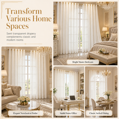 ⏳🔥LIMITED-TIME 50% OFF! ⏰✨ Geometric Jacquard Sheer Curtain – Light Filtering, Elegant, Durable 🕊️
