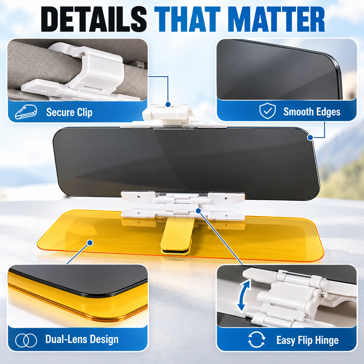 ⏳🔥LIMITED-TIME 50% OFF! Careluxpro Universal HD Anti-Glare Car Visor for Day & Night