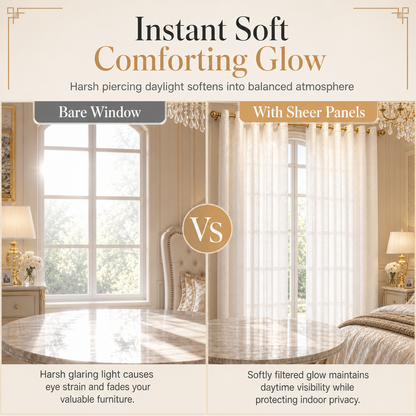 ⏳🔥LIMITED-TIME 50% OFF! ⏰✨ Geometric Jacquard Sheer Curtain – Light Filtering, Elegant, Durable 🕊️