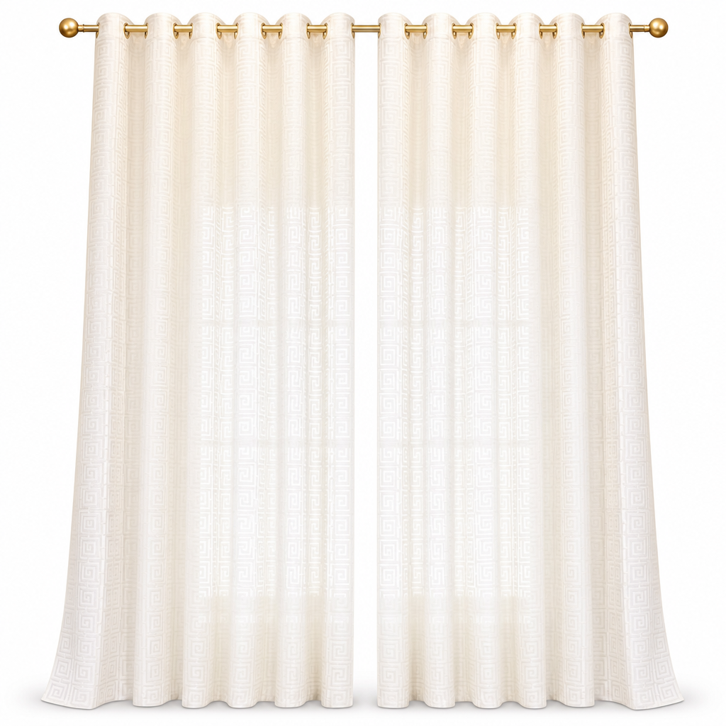 ⏳🔥LIMITED-TIME 50% OFF! ⏰✨ Geometric Jacquard Sheer Curtain – Light Filtering, Elegant, Durable 🕊️