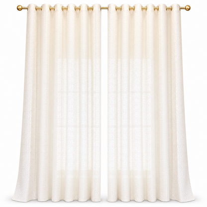 ⏳🔥LIMITED-TIME 50% OFF! ⏰✨ Geometric Jacquard Sheer Curtain – Light Filtering, Elegant, Durable 🕊️