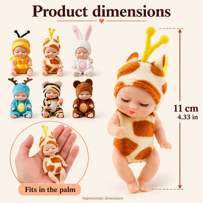 🎁50% OFF NOW! Mini Reborn Baby Dolls Set – Lifelike Realistic Tiny Dolls with Cute Animal Bathrobe Outfits, Perfect Kids Gift Box