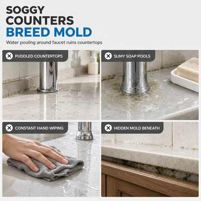 🚰 LIMITED‑TIME 50% OFF! 🌊 Silicone Faucet Splash Guard Mat – Self‑Draining Slope, Cuttable Collar & Sponge Caddy 🧼