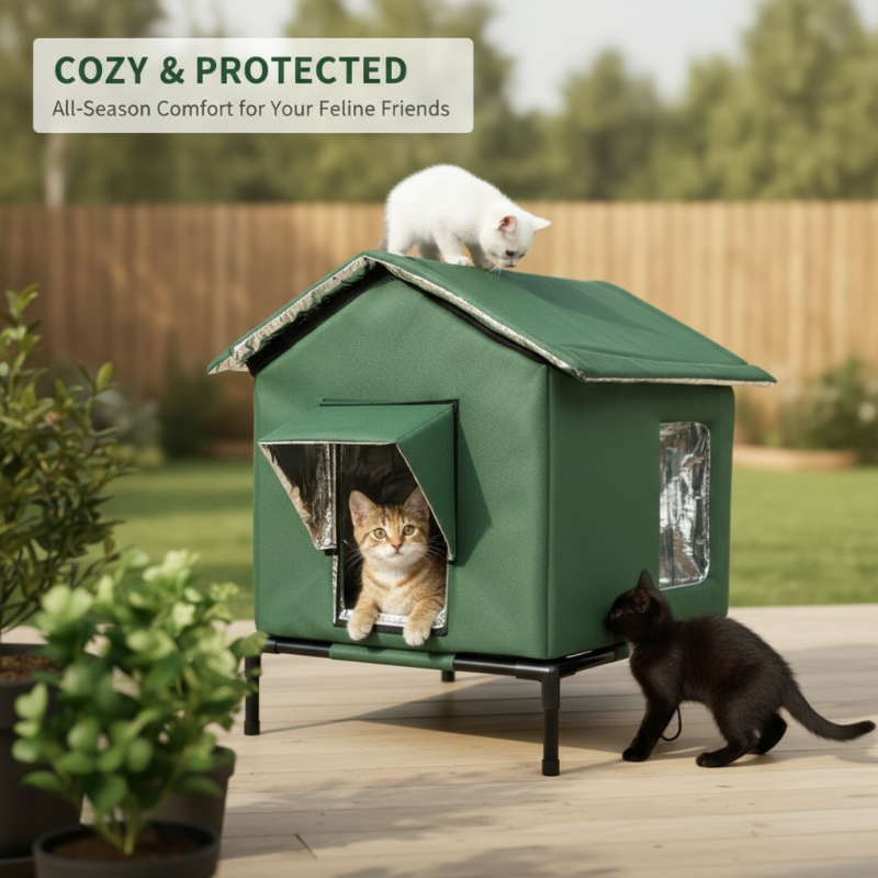 🐈 All-Weather Elevated Outdoor Cat House – Waterproof, Insulated, Foldable 🌧️