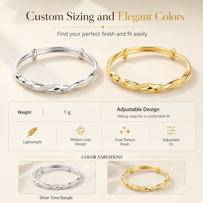 ✨ Mobius Twist Bangle – Frosted & Polished Finishes for Everyday Elegance & Evening Style ❤️🎁