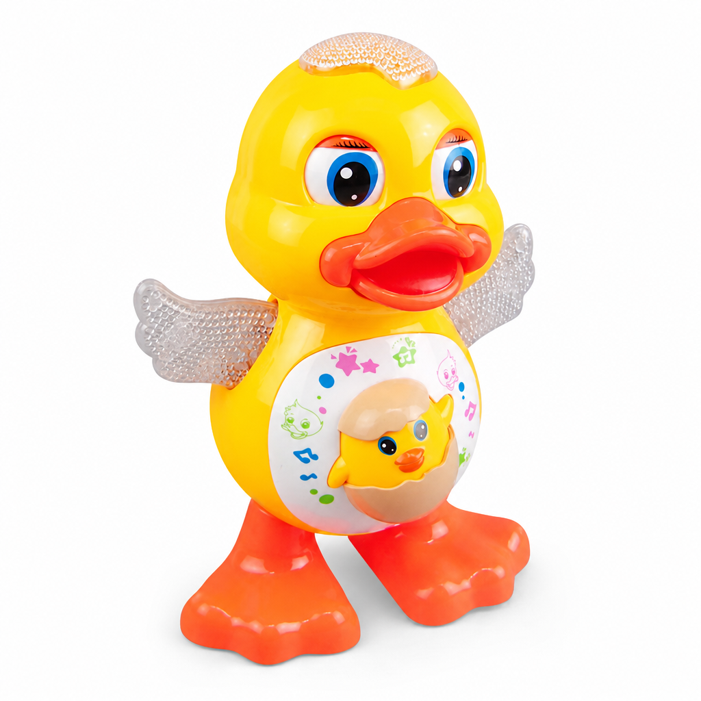 🦆🎵Electric Singing and Dancing Cartoon Duck Toy | LED Light Effects, Waddling Motion🌈
