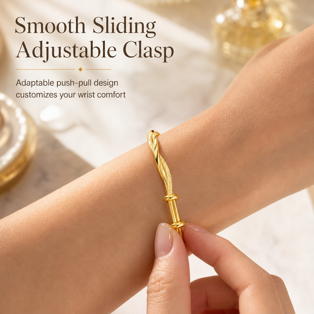 ✨ Mobius Twist Bangle – Frosted & Polished Finishes for Everyday Elegance & Evening Style ❤️🎁