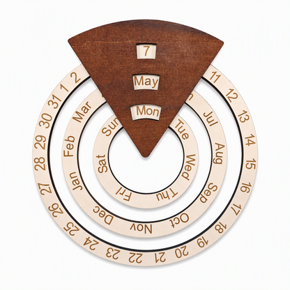 💥50% OFF! 🗓️ Wooden Rotating Perpetual Calendar – A Unique Interactive Decor Piece For Your Home & Office✨