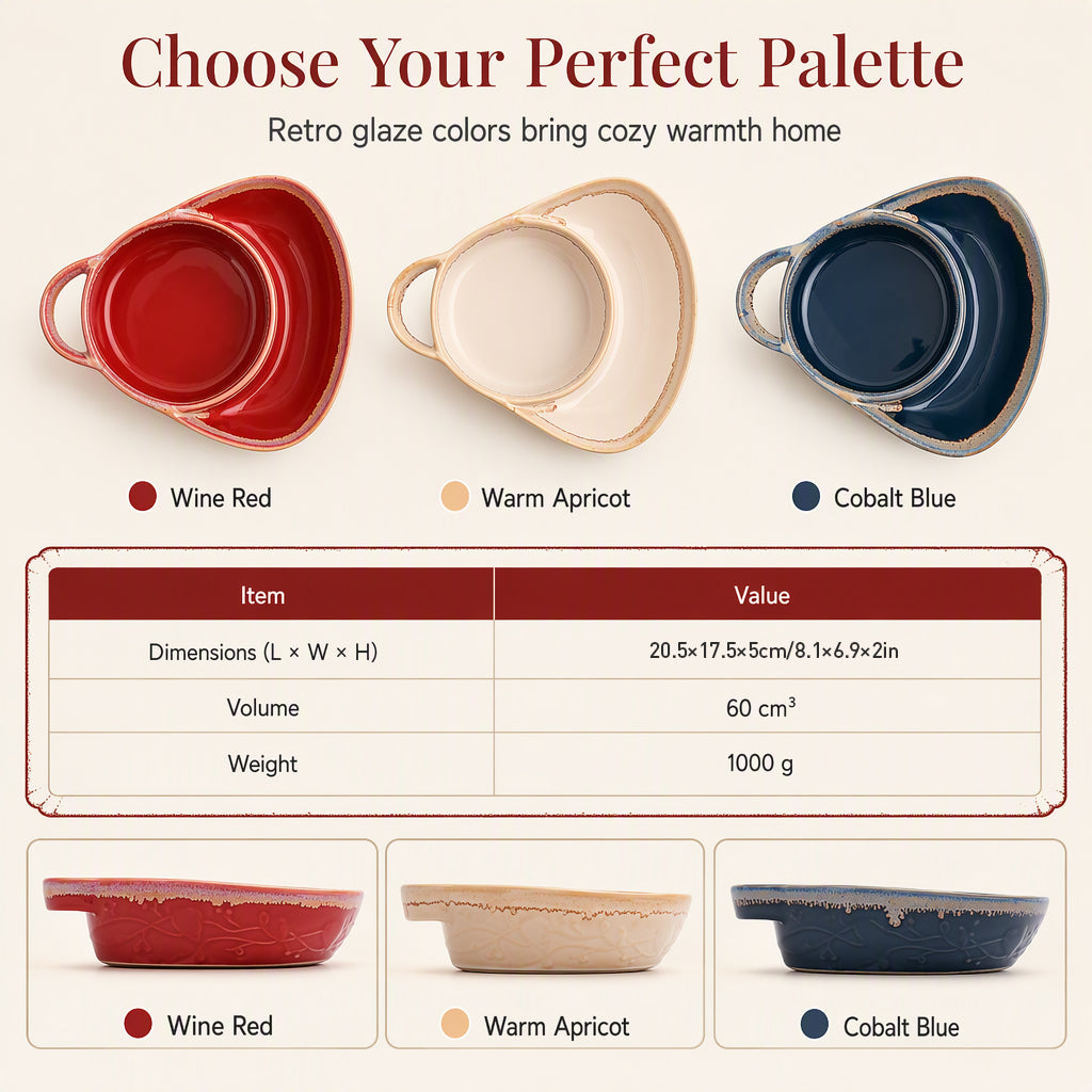 📢📢50% OFF !! ⏰Retro Ceramic Divided Baking Dish with Single Handle
