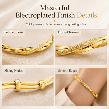 ✨ Mobius Twist Bangle – Frosted & Polished Finishes for Everyday Elegance & Evening Style ❤️🎁