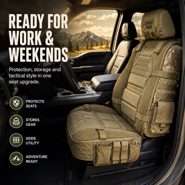 ⏳Time-Limited Special⏰Durable Tactical Truck Seat Cover ✨ Storage,Protection & All- Day Comfort