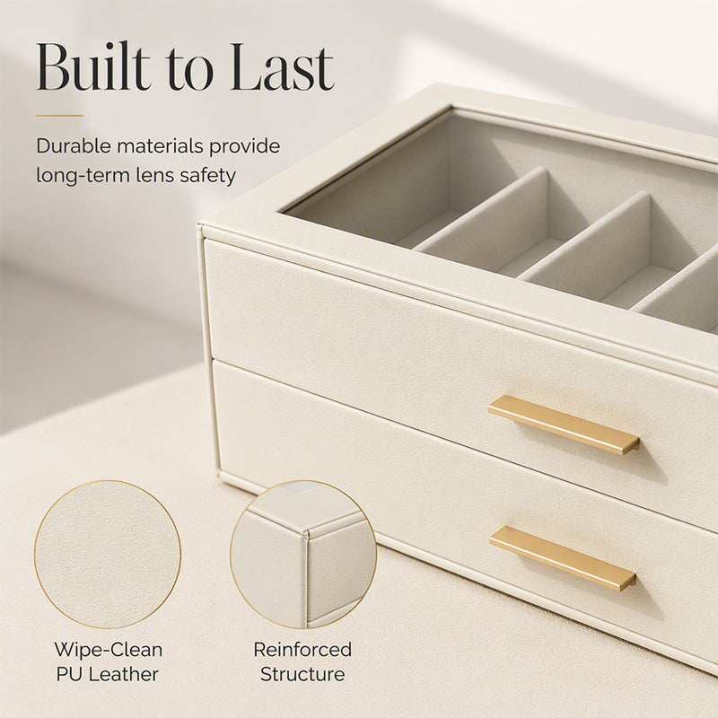 ⏳Time-Limited Special⏰2-Tier Sunglasses Organizer Box with Transparent Glass Top Display