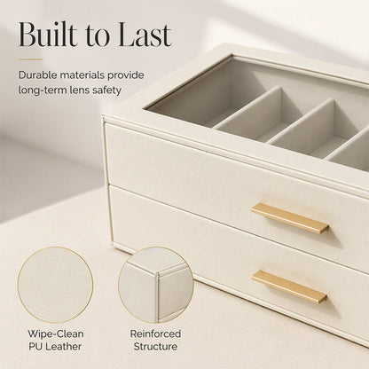 ⏳Time-Limited Special⏰2-Tier Sunglasses Organizer Box with Transparent Glass Top Display