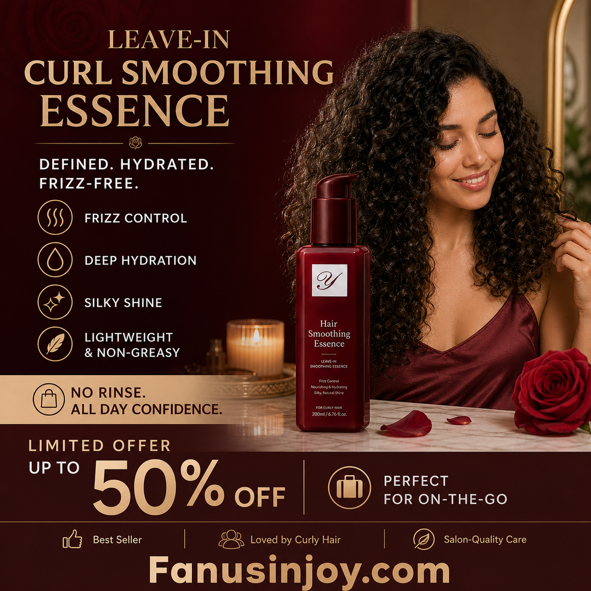 🌸 50% OFF NOW! 🌸Nourishing Leave-In Conditioner for Frizzy Hair – Get Sleek, Styled Hair Effortlessly, No Fuss, No Flyaways ✨