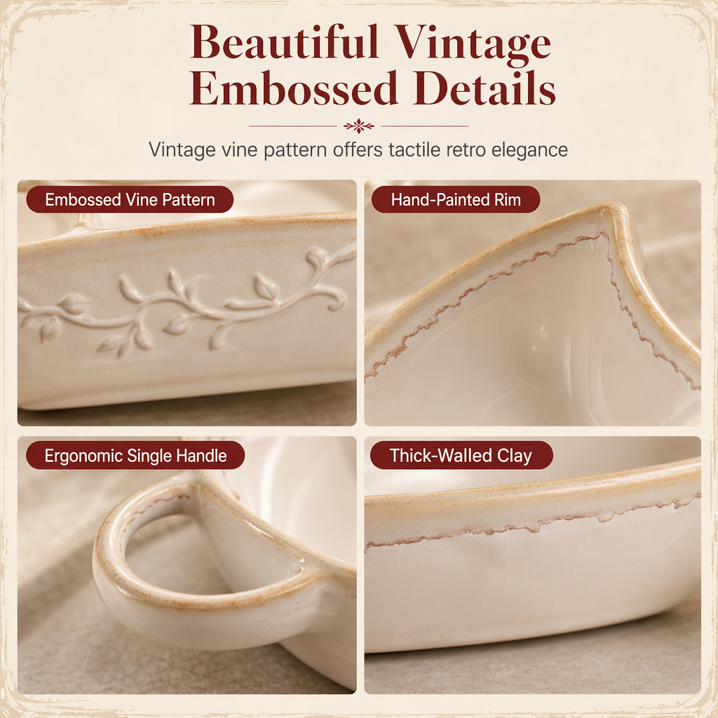 📢📢50% OFF !! ⏰Retro Ceramic Divided Baking Dish with Single Handle