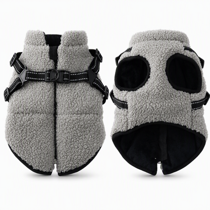 Warm Winter Dog Coat with Reflective Strips and Harness for Small and Medium Dogs