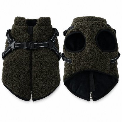 Warm Winter Dog Coat with Reflective Strips and Harness for Small and Medium Dogs
