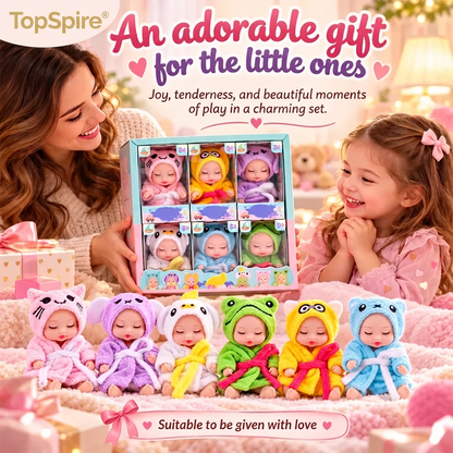 🎁50% OFF NOW! Mini Reborn Baby Dolls Set – Lifelike Realistic Tiny Dolls with Cute Animal Bathrobe Outfits, Perfect Kids Gift Box