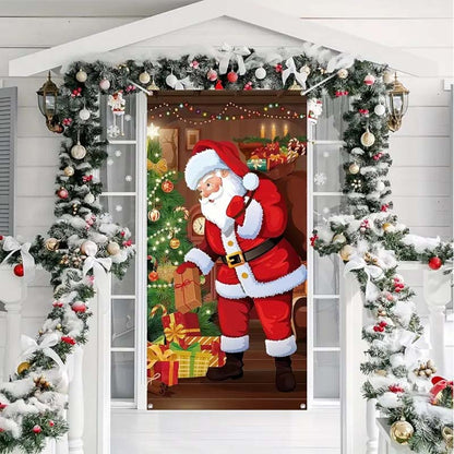 🎄 LIMITED-TIME 50% OFF! 🎅 Christmas Door Cover For Instant Holiday Decor – Fade Resistant, Multi-Scene, Vivid Prints ✨